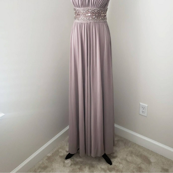 Collection Dressbarn Embellished Taupe Maxi Dress - Picture 9 of 9